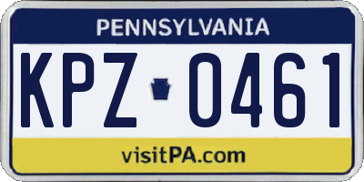 PA license plate KPZ0461