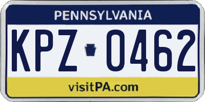 PA license plate KPZ0462