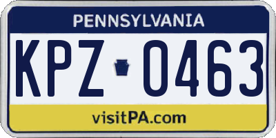PA license plate KPZ0463