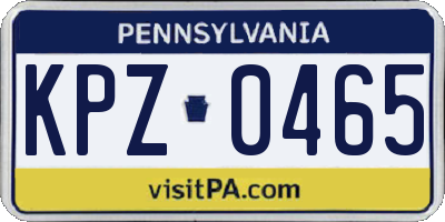 PA license plate KPZ0465