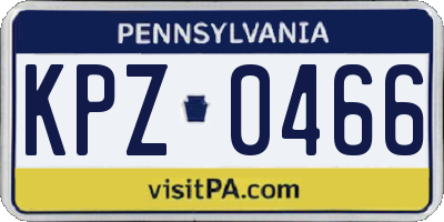 PA license plate KPZ0466