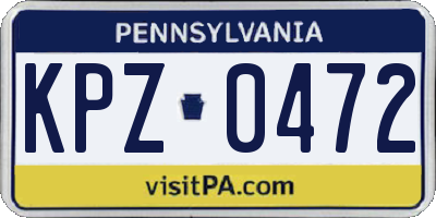 PA license plate KPZ0472