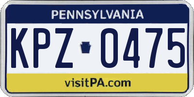 PA license plate KPZ0475