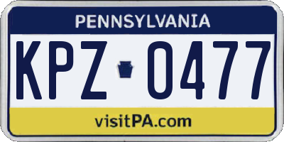 PA license plate KPZ0477