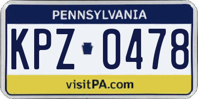 PA license plate KPZ0478