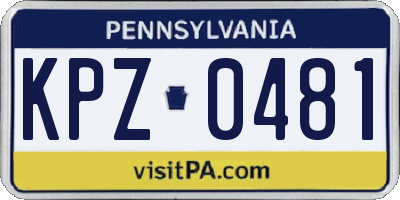 PA license plate KPZ0481