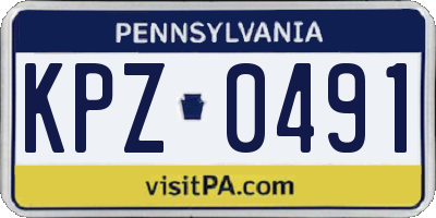 PA license plate KPZ0491