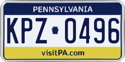 PA license plate KPZ0496