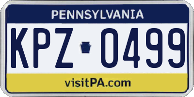 PA license plate KPZ0499