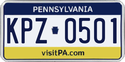 PA license plate KPZ0501