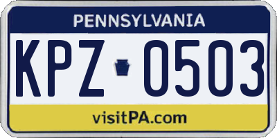 PA license plate KPZ0503