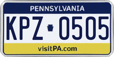 PA license plate KPZ0505