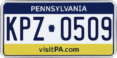 PA license plate KPZ0509
