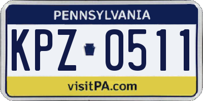 PA license plate KPZ0511
