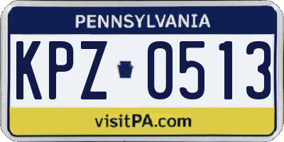 PA license plate KPZ0513