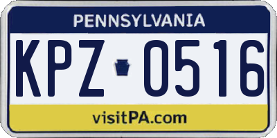 PA license plate KPZ0516