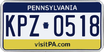 PA license plate KPZ0518