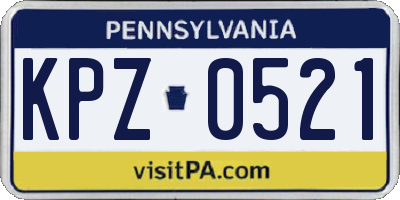 PA license plate KPZ0521