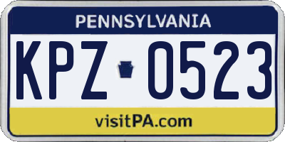 PA license plate KPZ0523