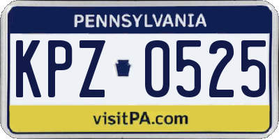 PA license plate KPZ0525