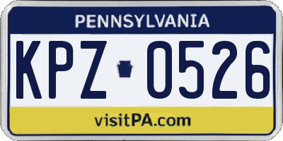 PA license plate KPZ0526