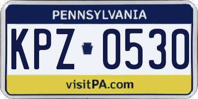 PA license plate KPZ0530