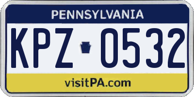 PA license plate KPZ0532
