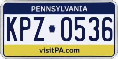 PA license plate KPZ0536