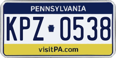 PA license plate KPZ0538