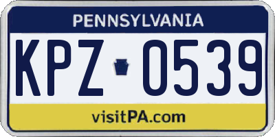 PA license plate KPZ0539