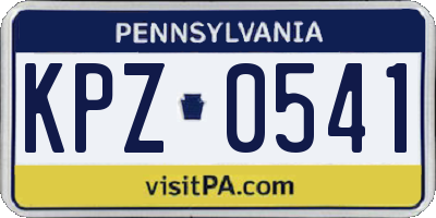 PA license plate KPZ0541