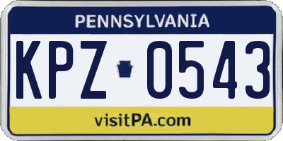 PA license plate KPZ0543