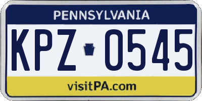 PA license plate KPZ0545