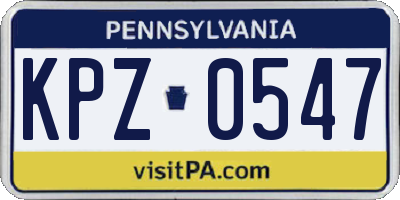 PA license plate KPZ0547