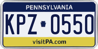 PA license plate KPZ0550