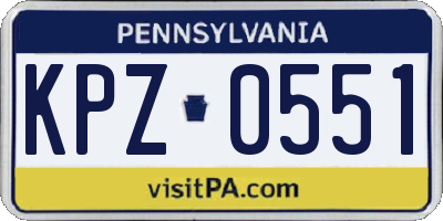 PA license plate KPZ0551