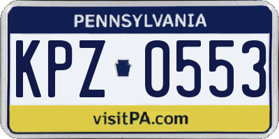 PA license plate KPZ0553
