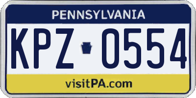 PA license plate KPZ0554