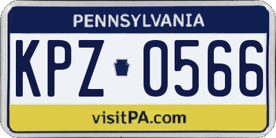 PA license plate KPZ0566