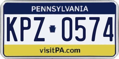PA license plate KPZ0574