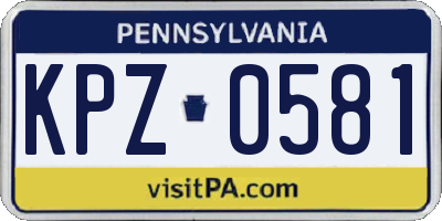 PA license plate KPZ0581