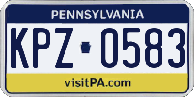 PA license plate KPZ0583