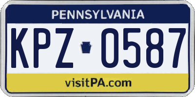 PA license plate KPZ0587