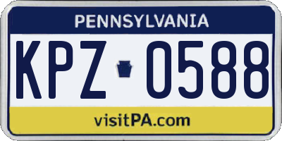 PA license plate KPZ0588