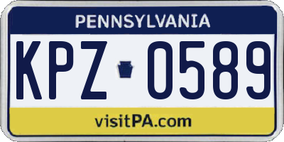 PA license plate KPZ0589