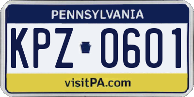 PA license plate KPZ0601