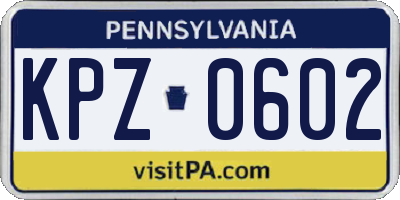 PA license plate KPZ0602