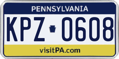 PA license plate KPZ0608