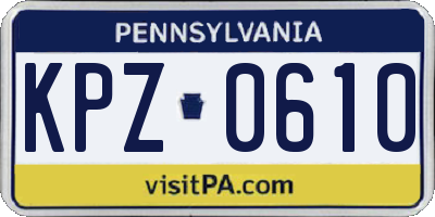 PA license plate KPZ0610