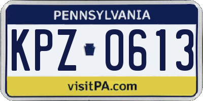 PA license plate KPZ0613